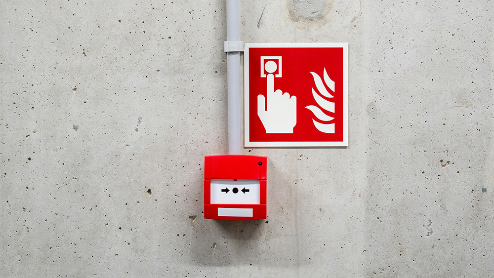 Fire alarm on concrete wall